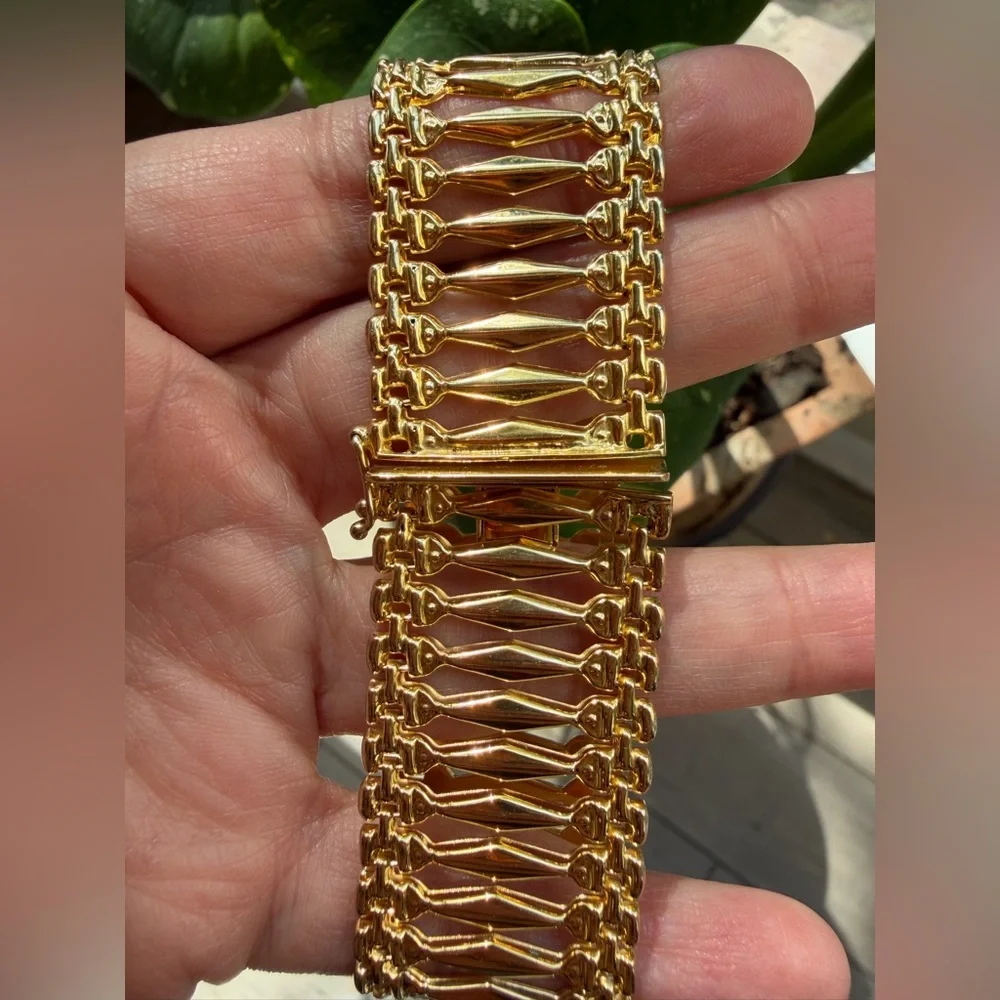 Vintage Jacmel Mauritius 18K Gold Vermeil 925 Wide Gate Link Bracelet